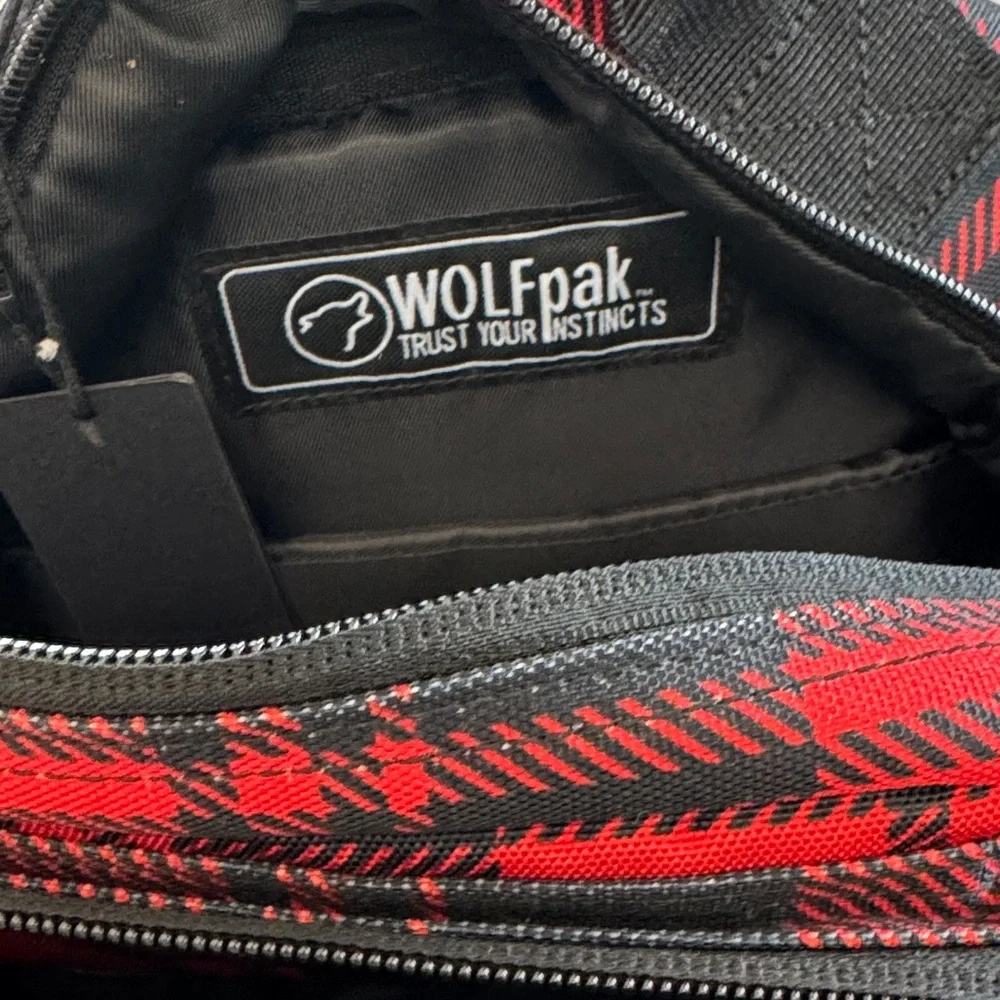 WOLFpak Red & Black Plaid Tactical Backpack. 9L